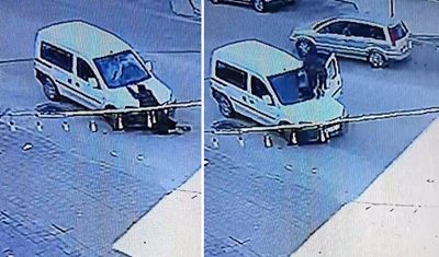 Yere yatıp aracı durdurdu, sürücü inince direksiyona geçip kaçtı